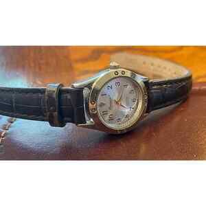 Women's 24mm Silver Tone Precision by Gruen Diamond Series Watch, Leather Band